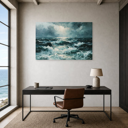 Tableau Mer Houleuse Ciel Orageux dans un bureau - Art Virtuoso