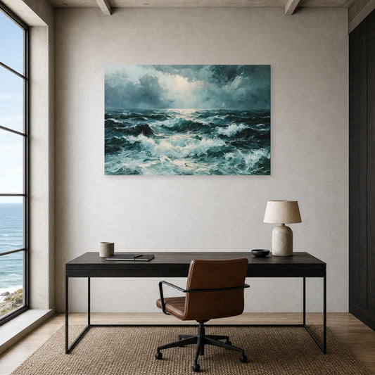 Tableau Mer Houleuse Ciel Orageux dans un bureau - Art Virtuoso