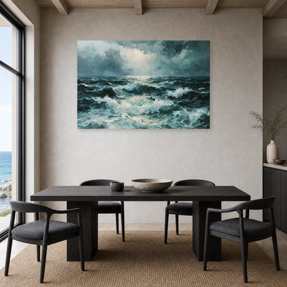 Tableau Mer Houleuse Ciel Orageux dans une cuisine - Art Virtuoso