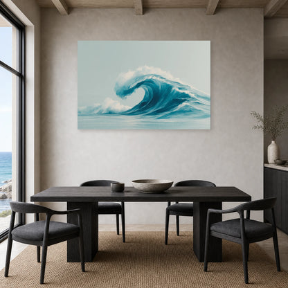 Tableau Mer Japonais Vague Minimalist dans une cuisine - Art Virtuoso