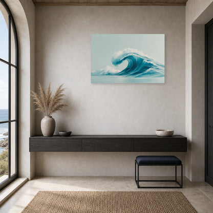 Tableau Mer Japonais Vague Minimalist dans une entree ou un couloir - Art Virtuoso
