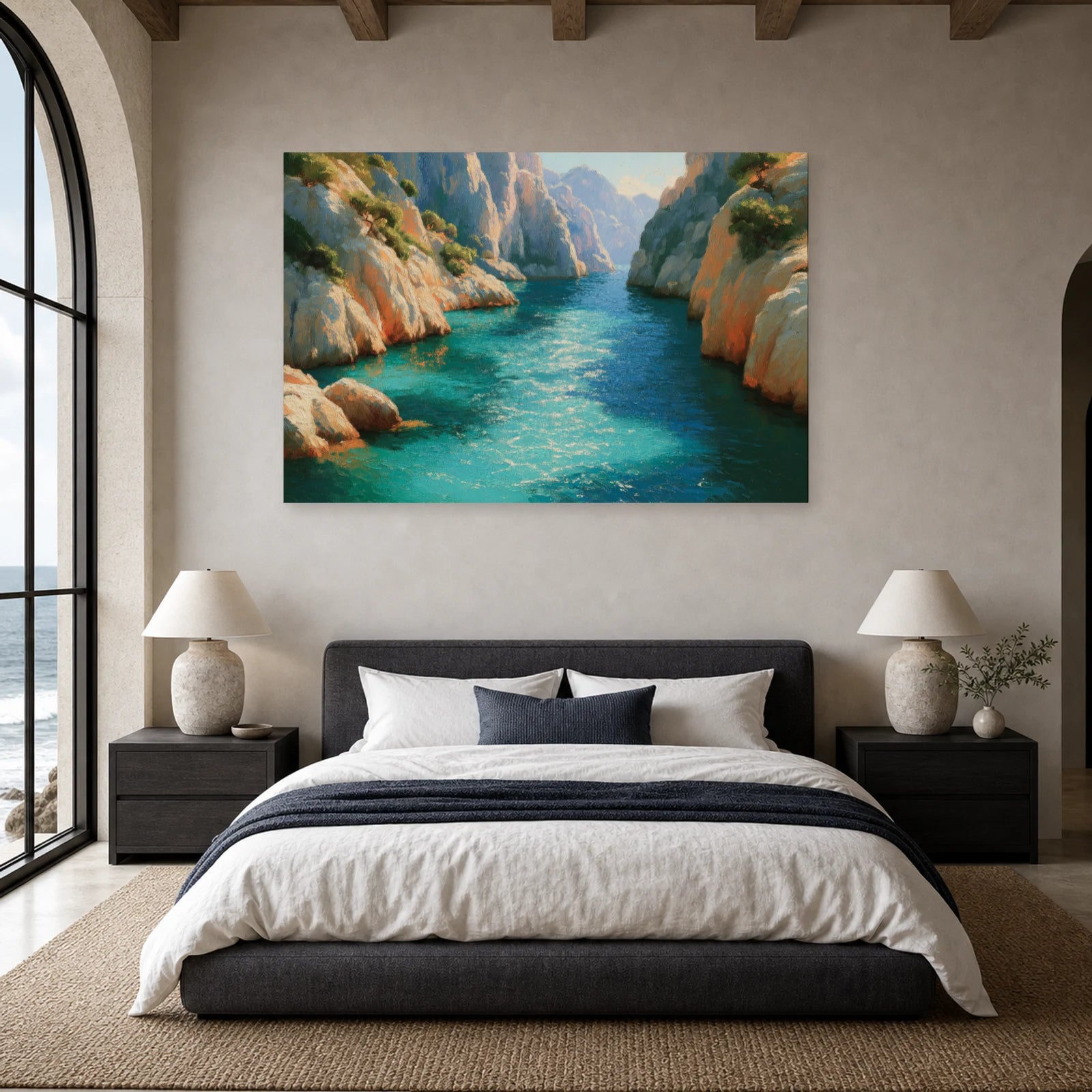 Tableau Mer Mediterranee Calanques dans une chambre - Art Virtuoso