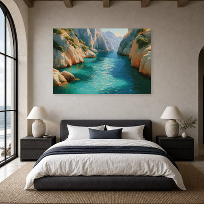 Tableau Mer Mediterranee Calanques dans une chambre - Art Virtuoso