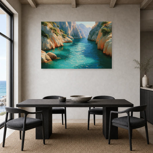 Tableau Mer Mediterranee Calanques dans une cuisine - Art Virtuoso