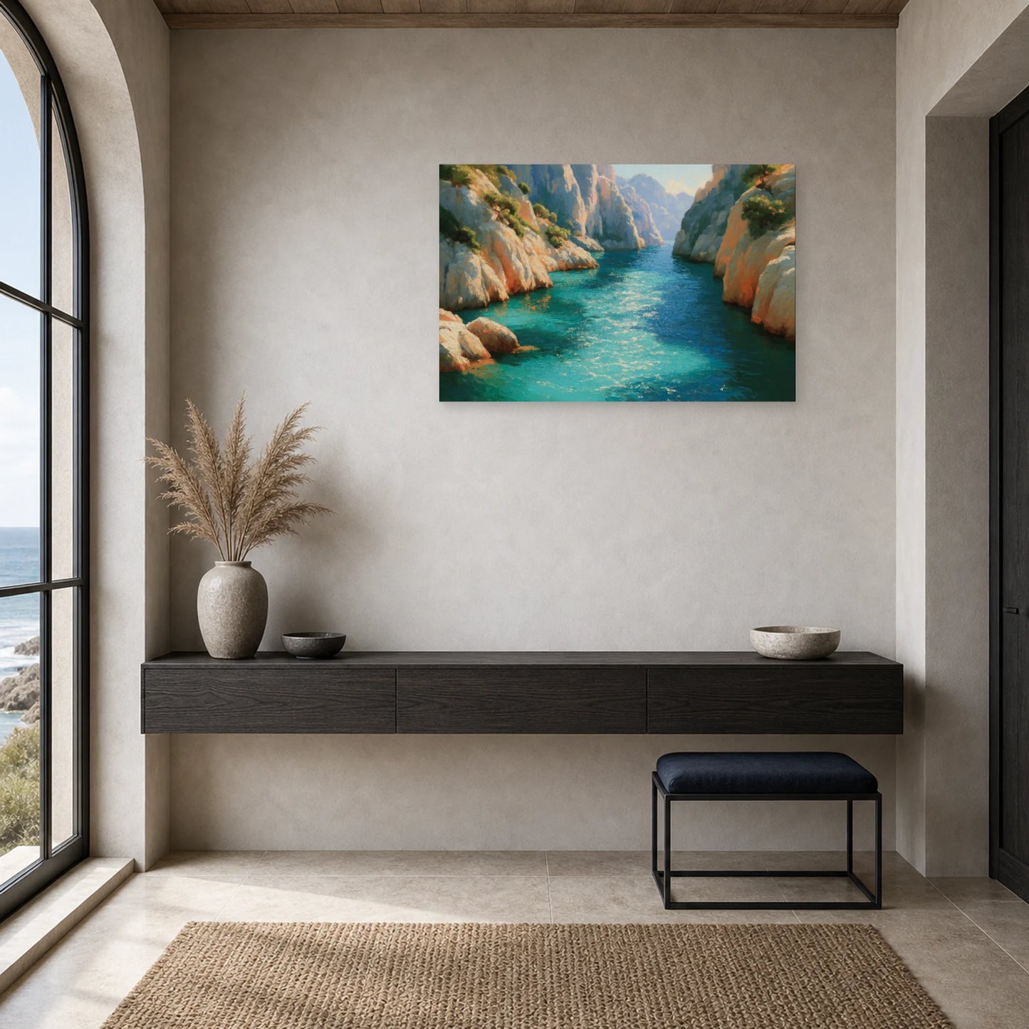 Tableau Mer Mediterranee Calanques dans une entree ou un couloir - Art Virtuoso