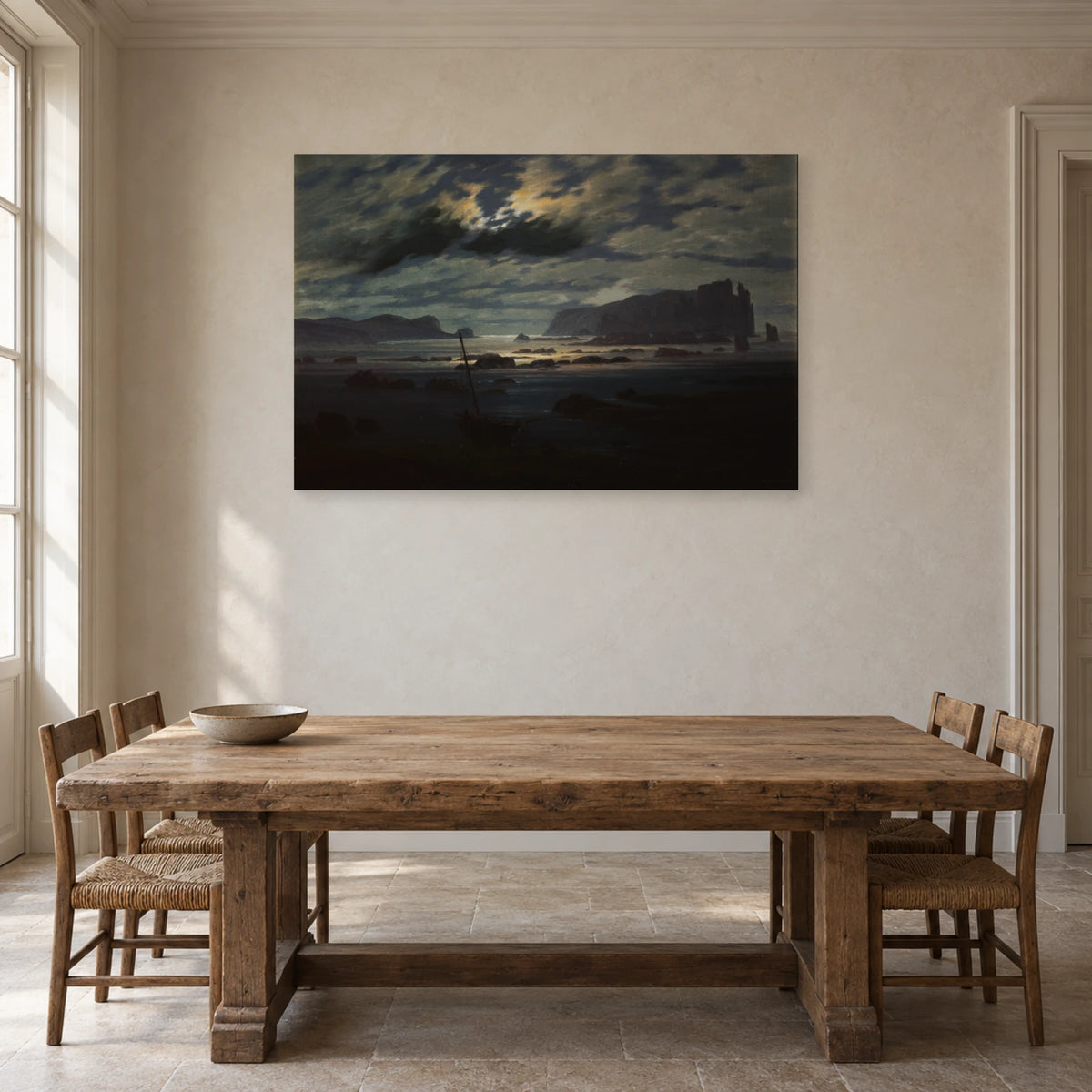 Tableau Mer du Nord au clair de lune de Friedrich dans une salle à manger - Art Virtuoso