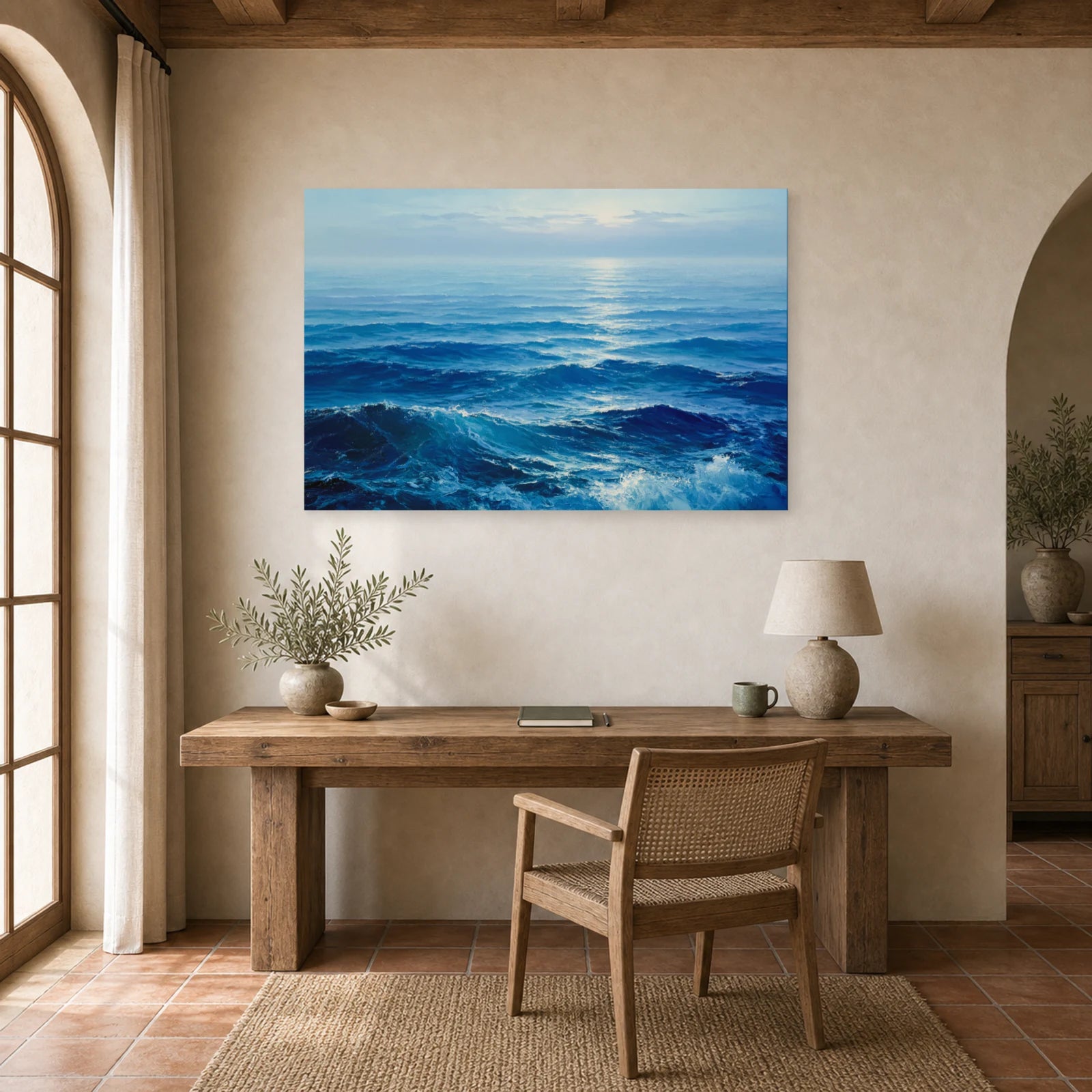 Tableau Mer Ocean Bleu Profond dans un bureau - Art Virtuoso
