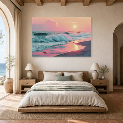 Tableau Mer Plage Coucher Soleil Pastel dans une chambre - Art Virtuoso