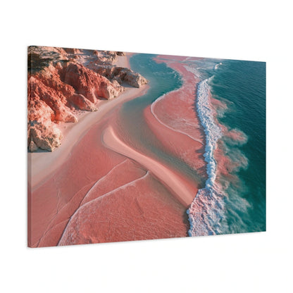 Tableau Mer Rose, vue latérale de la toile avec bords imprimés - Art Virtuoso