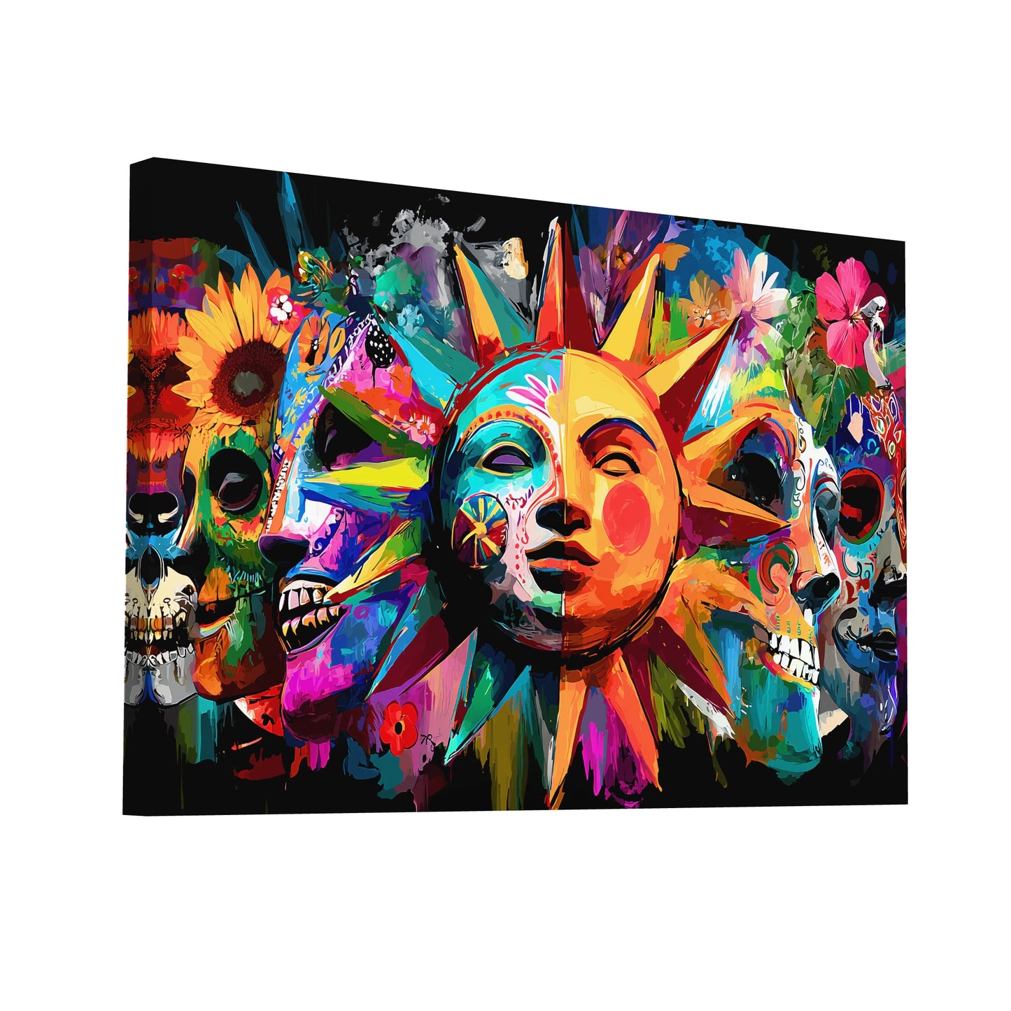 Product Hero 3D WebP Tableau Mexique Moderne – Symboles Solaires - Art Virtuoso