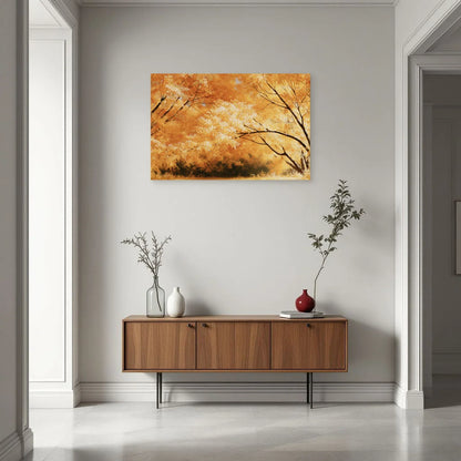 Tableau horizontal de floraison jaune présenté dans une entrée accueillante par Art Virtuoso