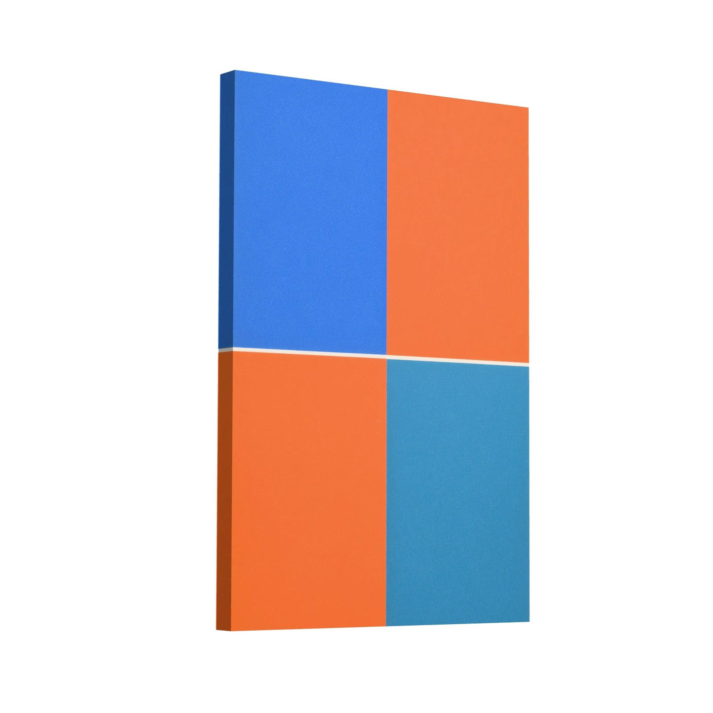 Product Hero 3D WebP Tableau Minimaliste a Quadrants Géométriques Orange et Bleu - Art Virtuoso