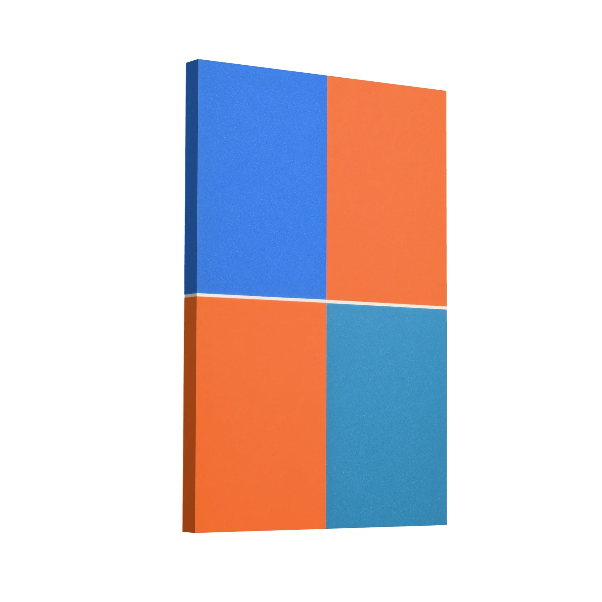 Product Hero 3D WebP Tableau Minimaliste a Quadrants Géométriques Orange et Bleu - Art Virtuoso