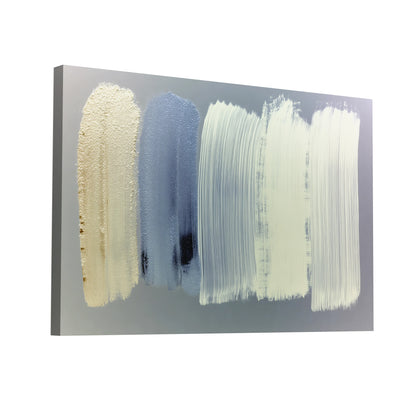 Product Hero 3D WebP Tableau Minimaliste aux Pinceaux Verticaux – Blanc Crème et Lavande Douce - Art Virtuoso