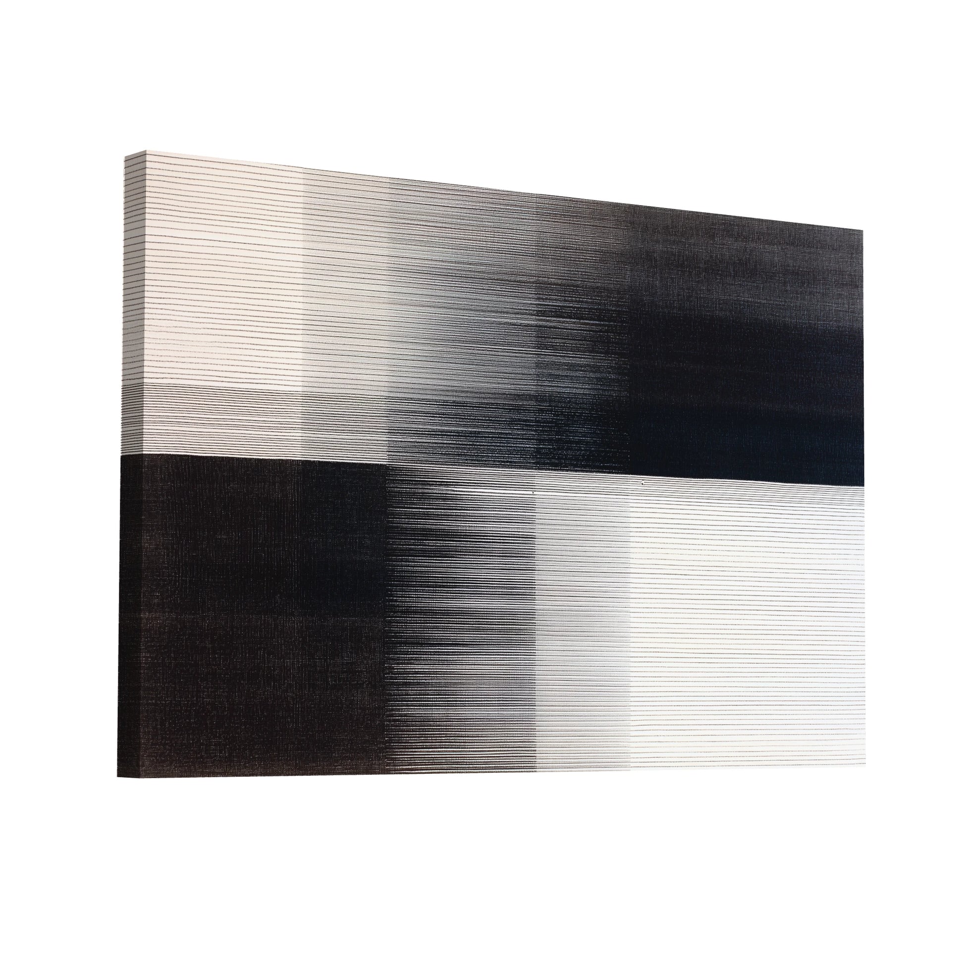 Product Hero 3D WebP Tableau Minimaliste en Dégradé Noir et Blanc – Lignes d’Ombre, Rythmes de Lumière - Art Virtuoso