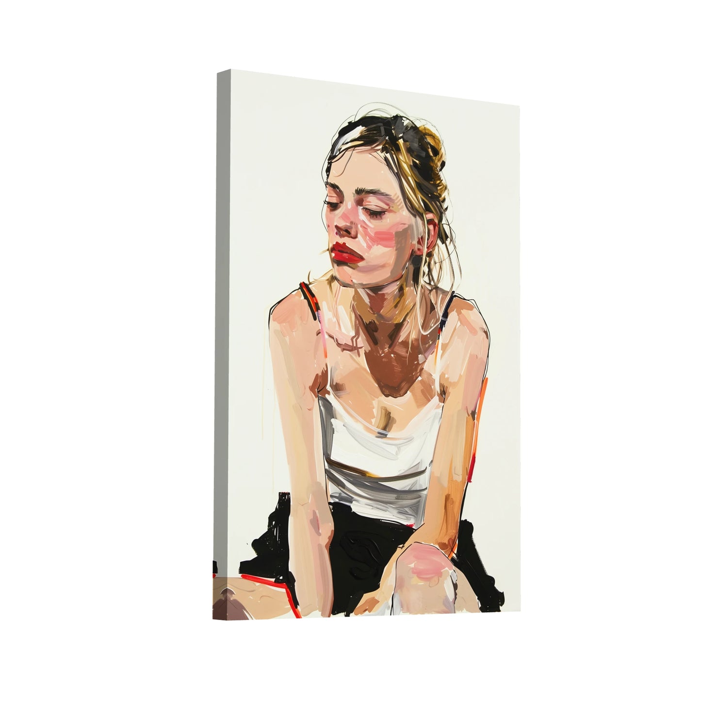 Product Hero 3D WebP Tableau Minimaliste - Femme Pensive - Art Virtuoso