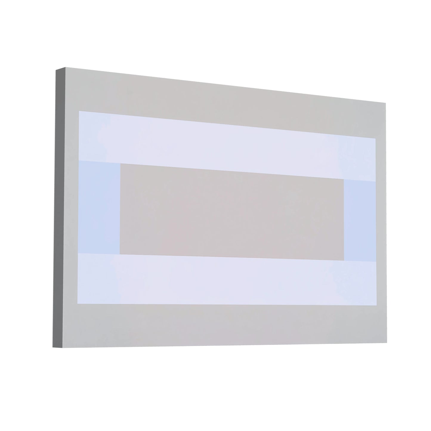 Product Hero 3D WebP Tableau Minimaliste Géométrique en Gris et Blanc aux Bandes Bleutées - Art Virtuoso