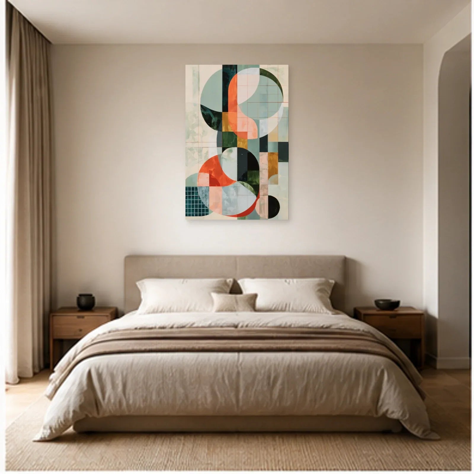 Tableau Moderne pour Chambre à Coucher - Calme Géométrique dans une chambre - Art Virtuoso