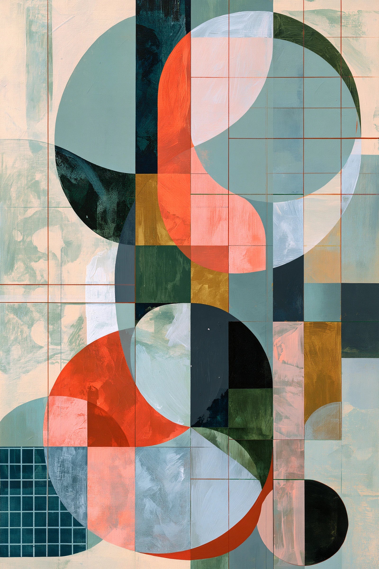 Tableau Moderne pour Chambre à Coucher - Calme Géométrique - format S - Art Virtuoso