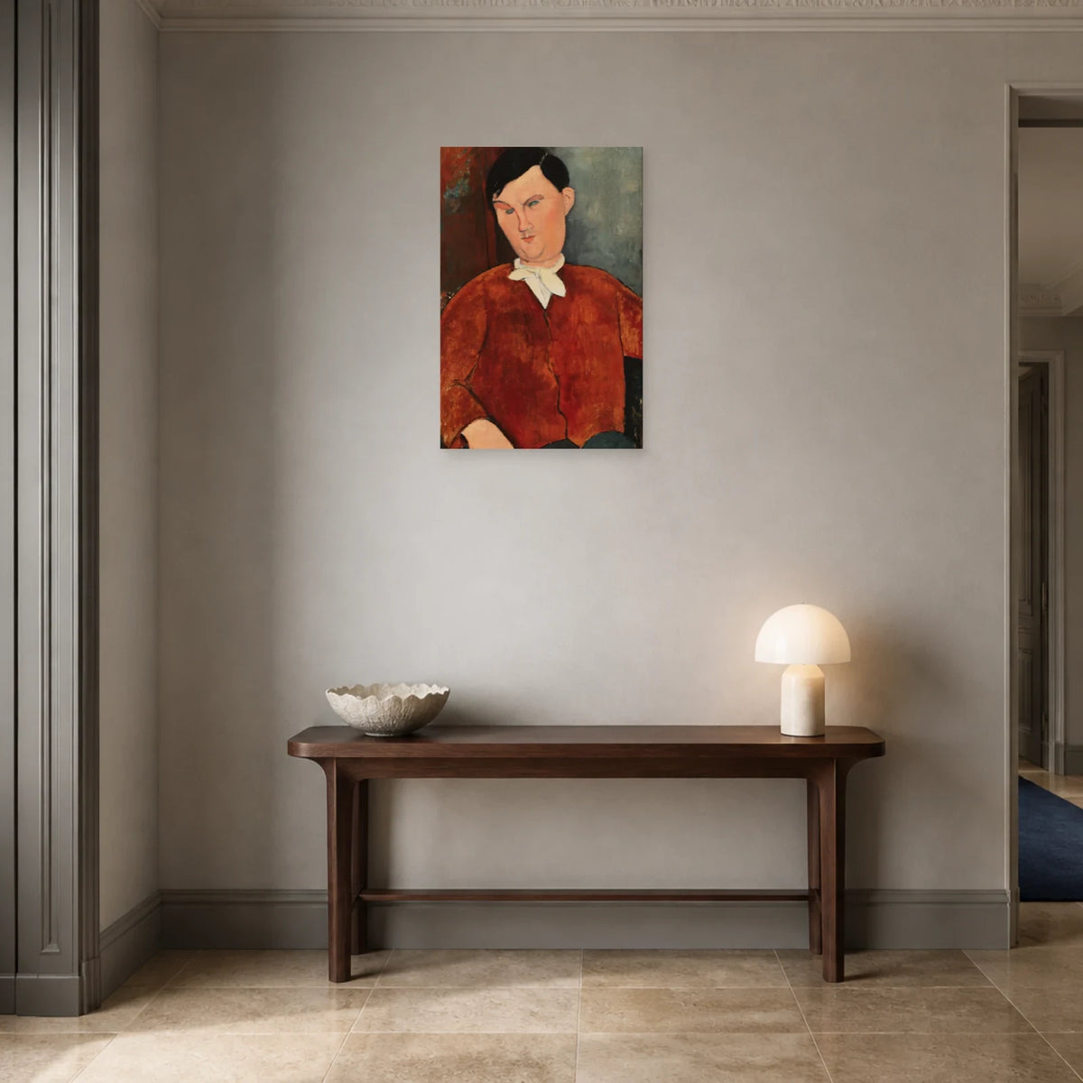 Tableau Monsieur Deleu – Amedeo Modigliani dans une entrée ou un couloir - Art Virtuoso