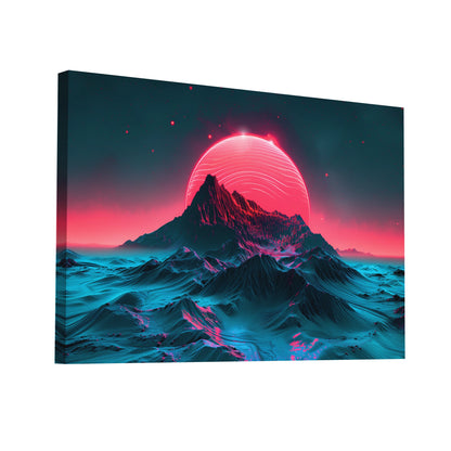 Product Hero 3D WebP Tableau Montagne Contemporain - Horizon Néon - Art Virtuoso