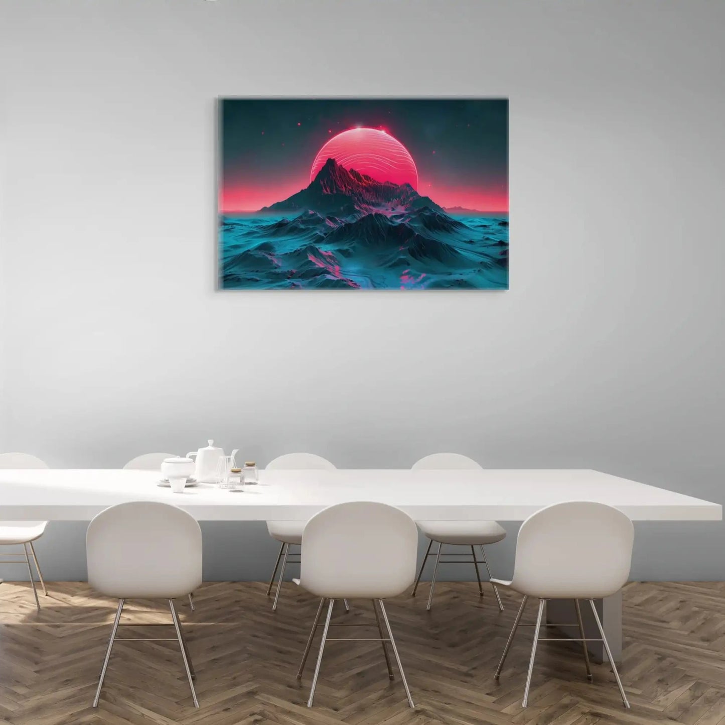 Tableau Montagne Contemporain - Horizon Néon Affiches, reproductions et œuvres graphiques Art Virtuoso