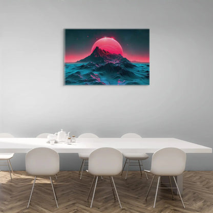 Tableau Montagne Contemporain - Horizon Néon Affiches, reproductions et œuvres graphiques Art Virtuoso
