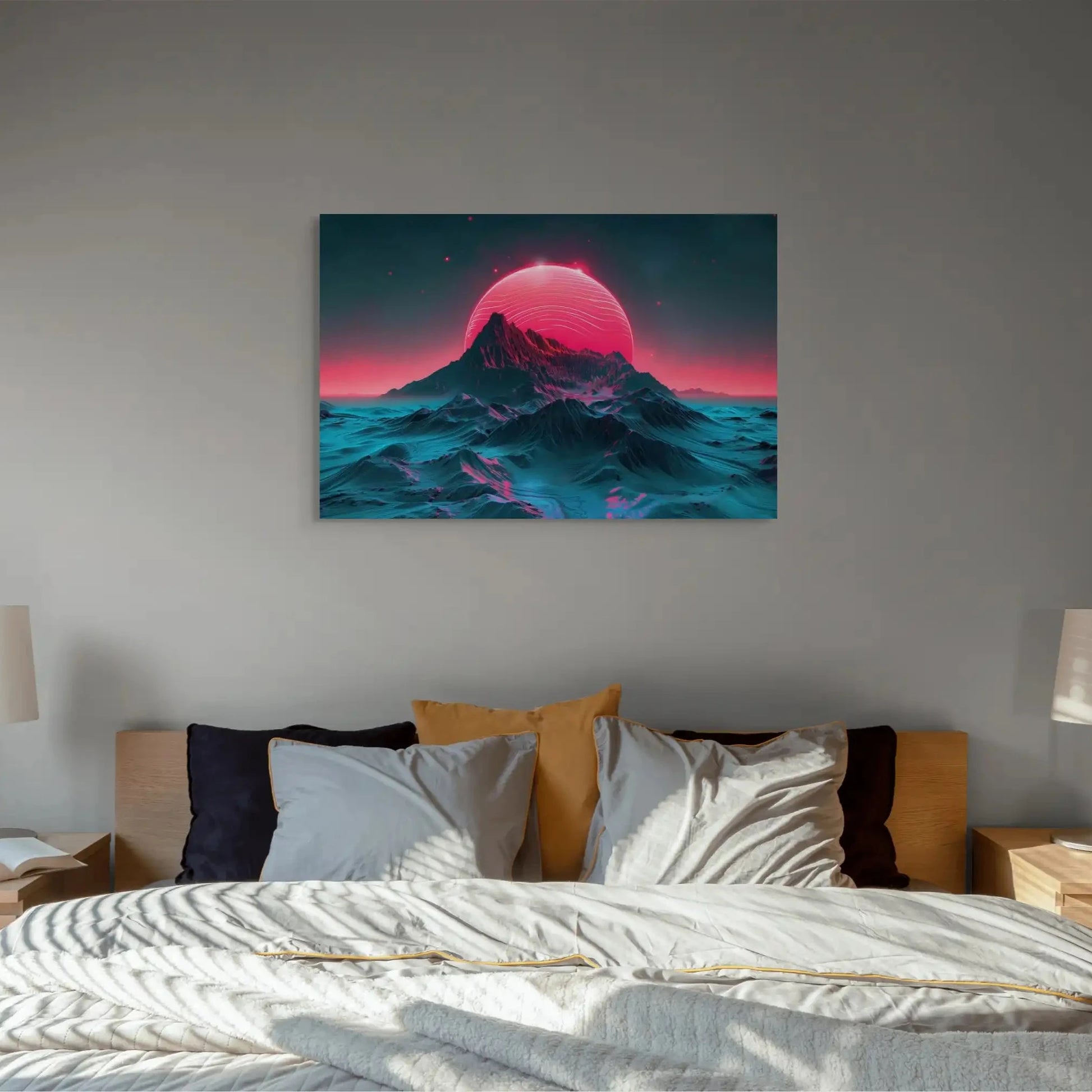 Tableau Montagne Contemporain - Horizon Néon Affiches, reproductions et œuvres graphiques Art Virtuoso
