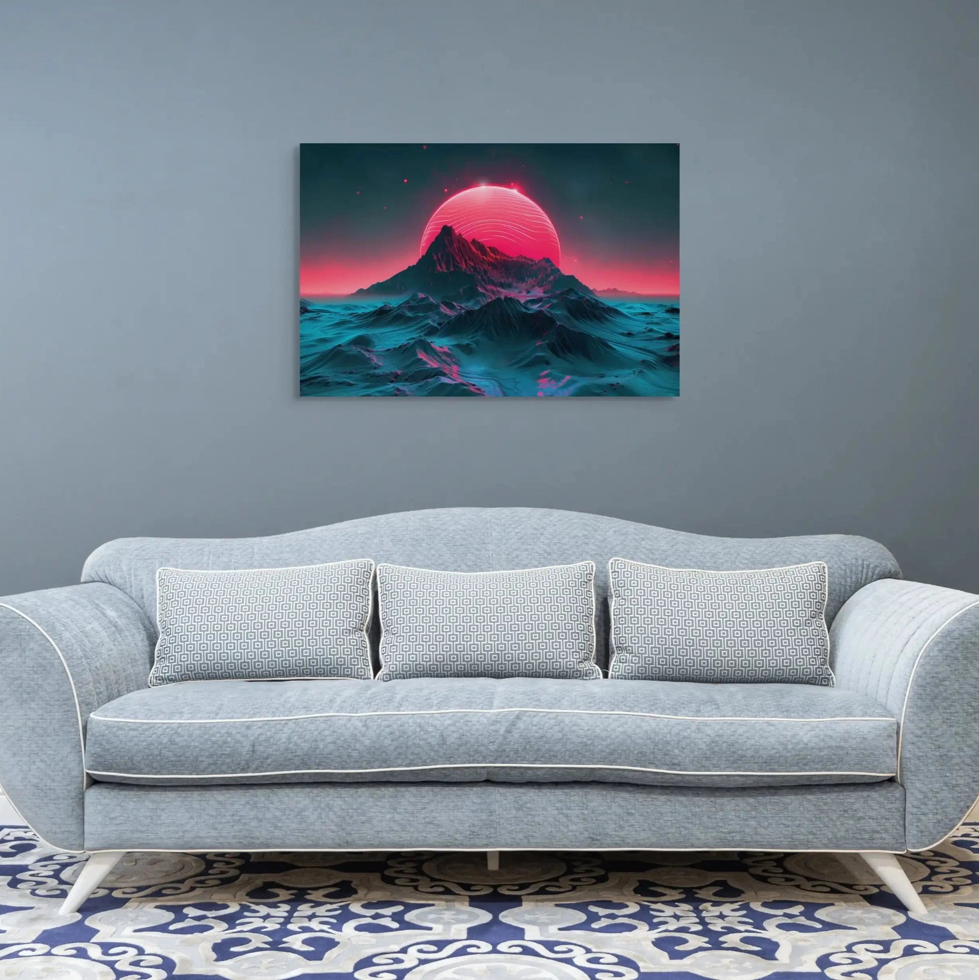 Tableau Montagne Contemporain - Horizon Néon Affiches, reproductions et œuvres graphiques Art Virtuoso