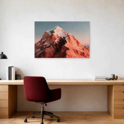 Tableau Montagnes Roses présenté dans un bureau - Art Virtuoso