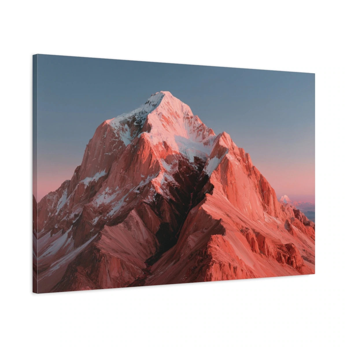 Tableau Montagnes Roses, vue latérale de la toile avec bords imprimés - Art Virtuoso