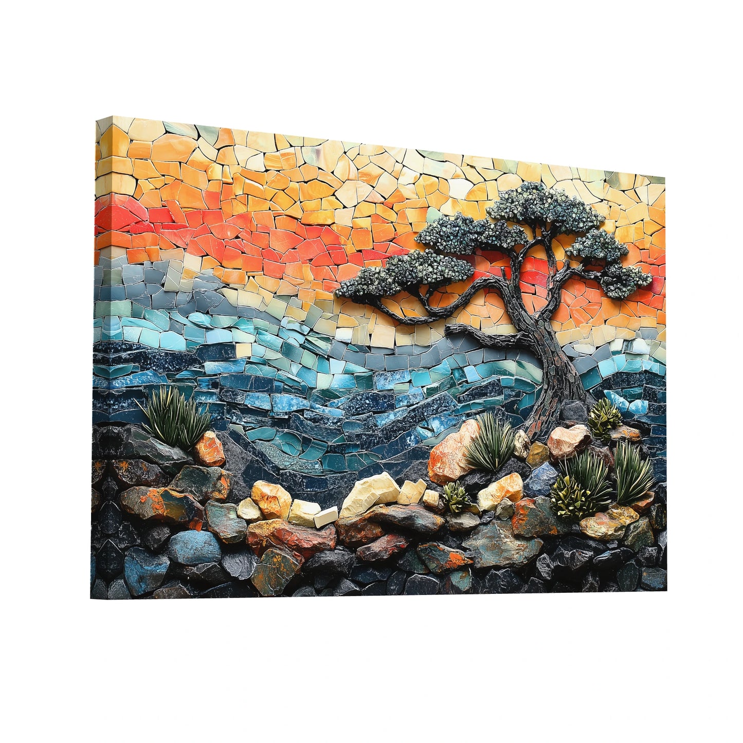 Product Hero 3D WebP Tableau Mosaique Moderne - Harmonie de Formes - Art Virtuoso
