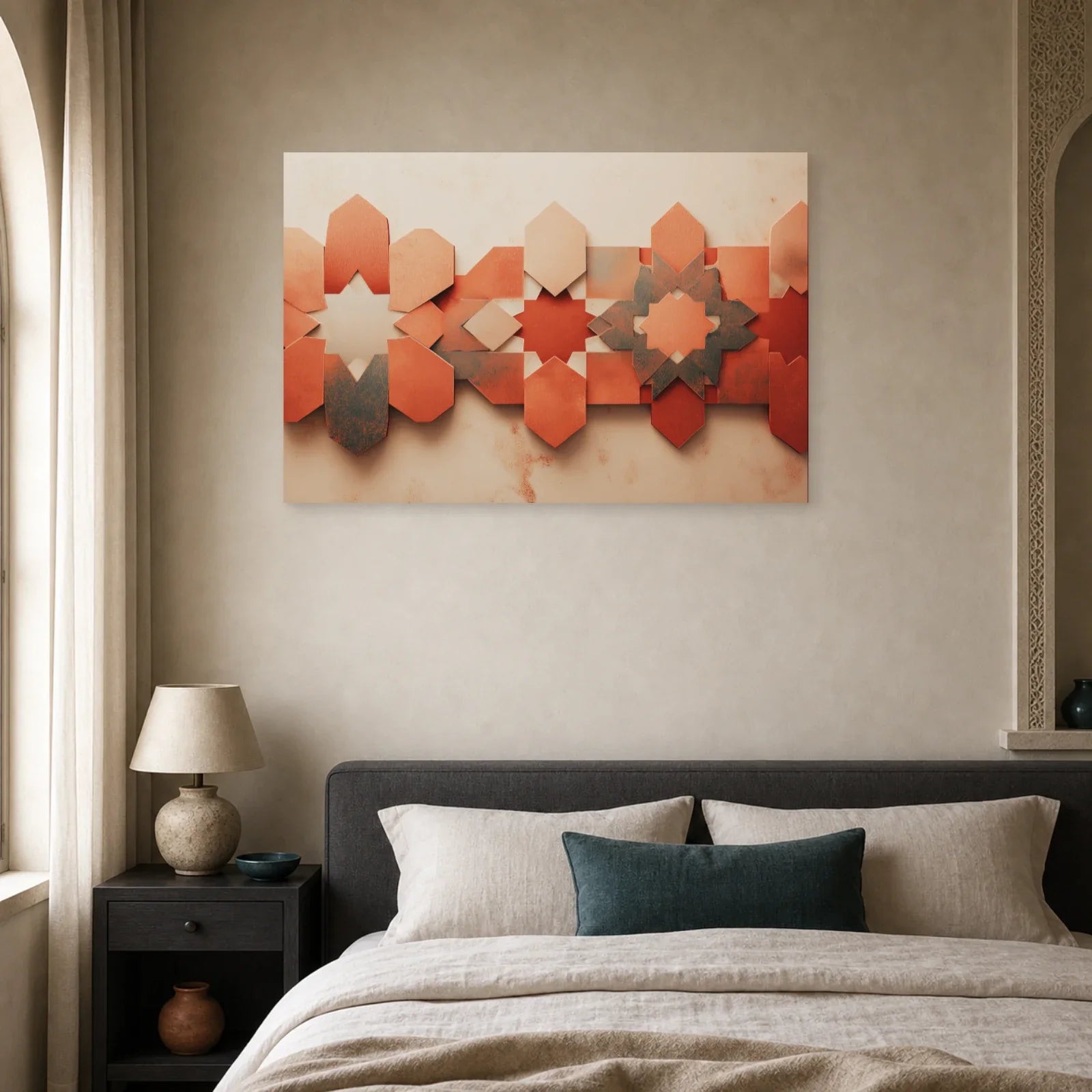 Tableau Mosaique Zellige Terracotta dans une chambre - Art Virtuoso