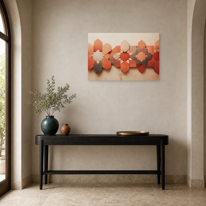 Tableau Mosaique Zellige Terracotta dans une entree ou un couloir - Art Virtuoso