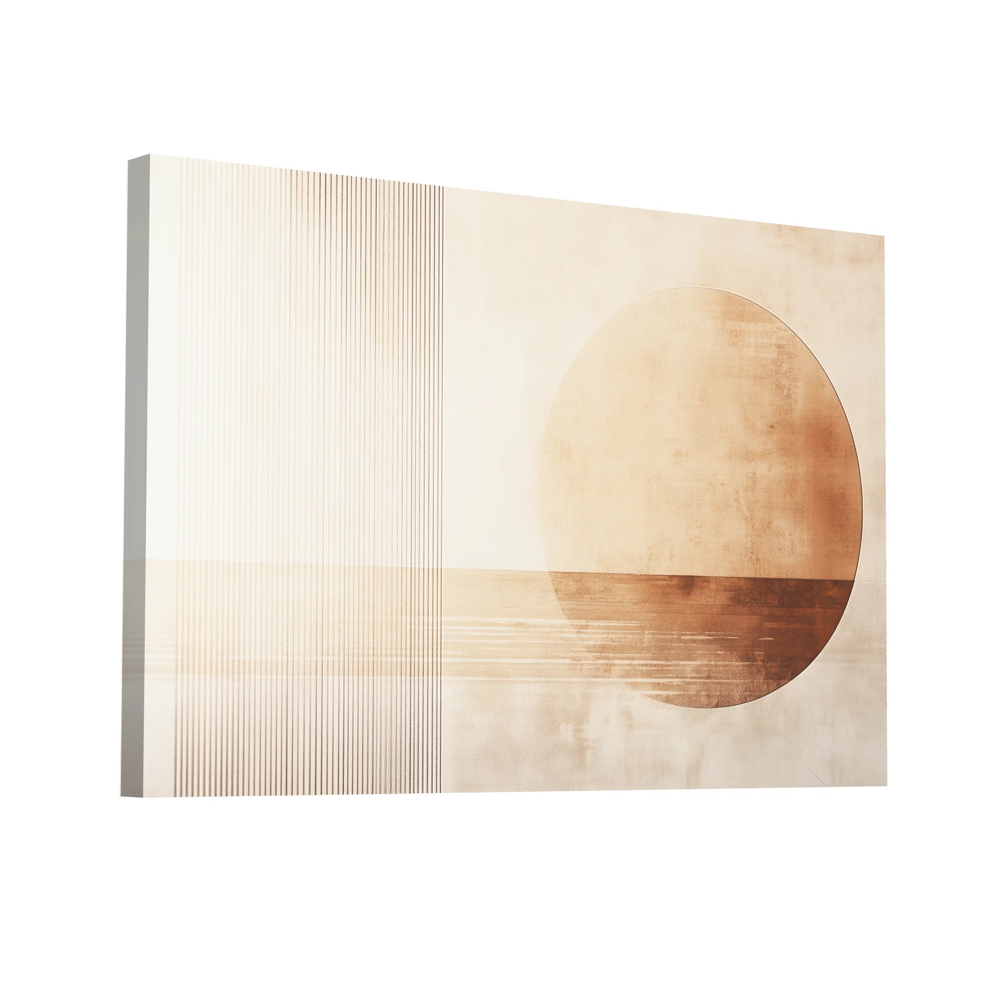 Product Hero 3D WebP Tableau Mural Beige - Soleil Minimaliste - Art Virtuoso