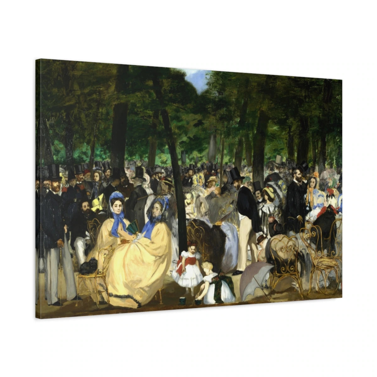 Tableau La Musique aux Tuileries – Édouard Manet - toile 3D avec bords imprimés - Art Virtuoso