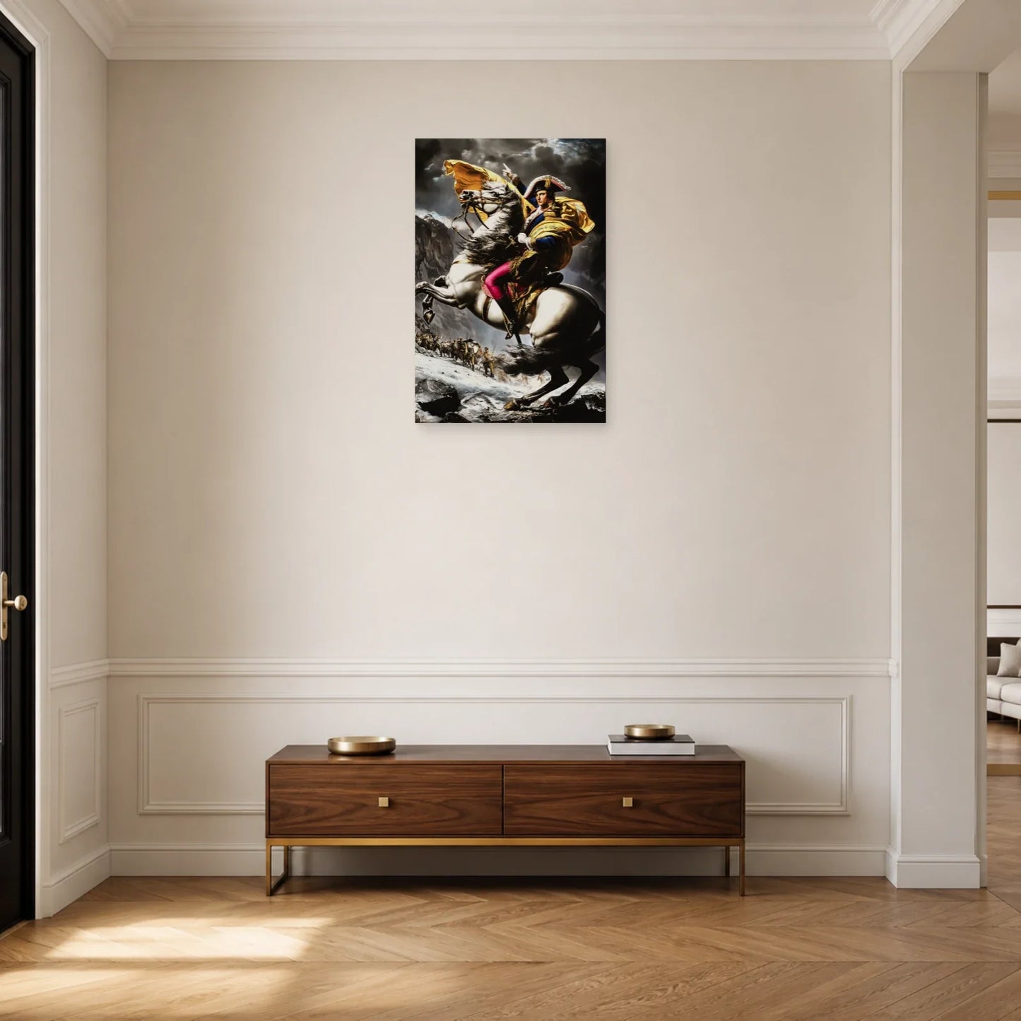 Tableau Napoléon moderne présenté dans une entrée théâtrale