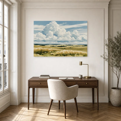 Tableau Nature Campagne Lumineuse - Grand Ciel dans un bureau - Art Virtuoso