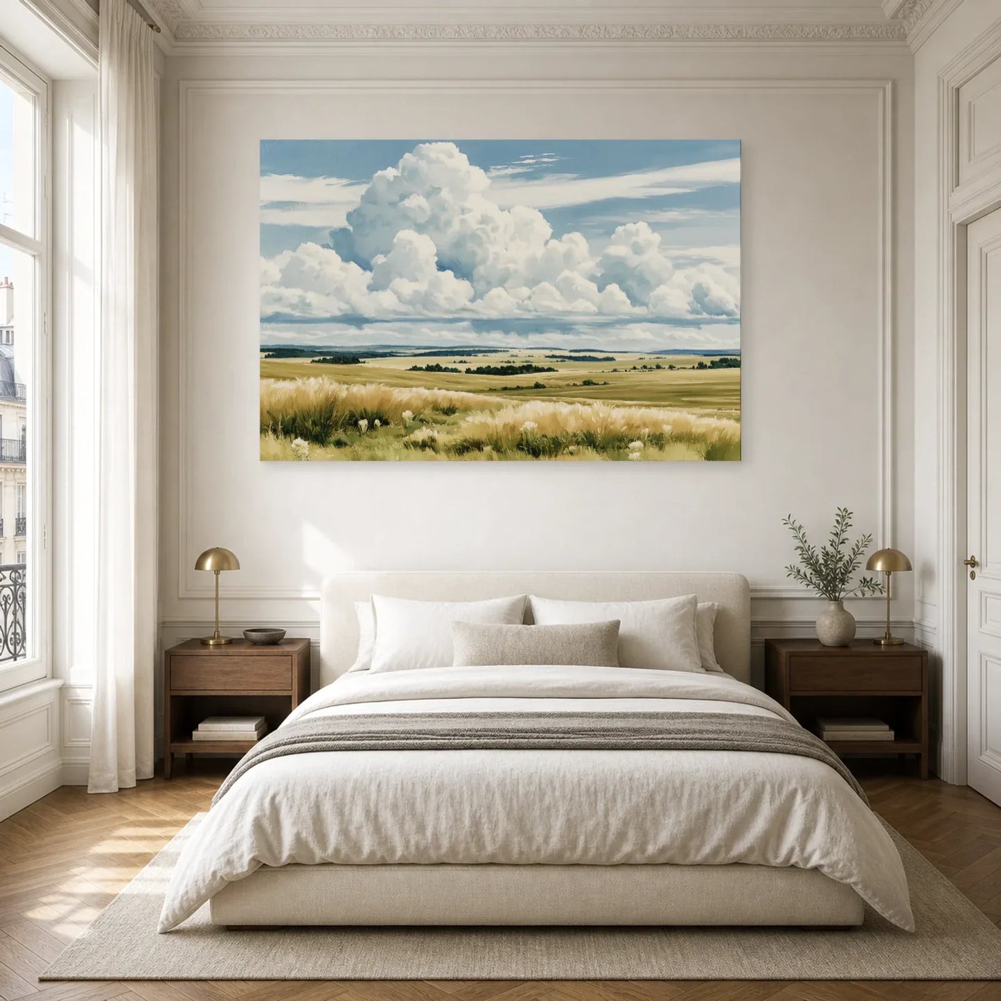 Tableau Nature Campagne Lumineuse - Grand Ciel dans une chambre - Art Virtuoso