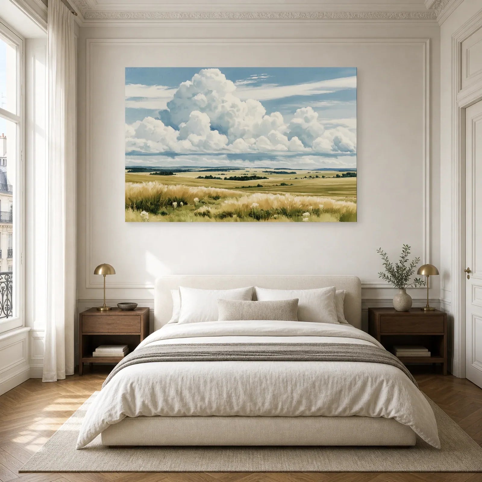 Tableau Nature Campagne Lumineuse - Grand Ciel dans une chambre - Art Virtuoso