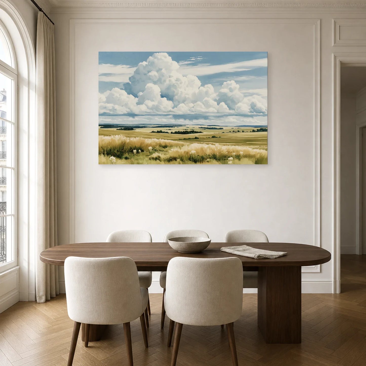 Tableau Nature Campagne Lumineuse - Grand Ciel dans une cuisine - Art Virtuoso