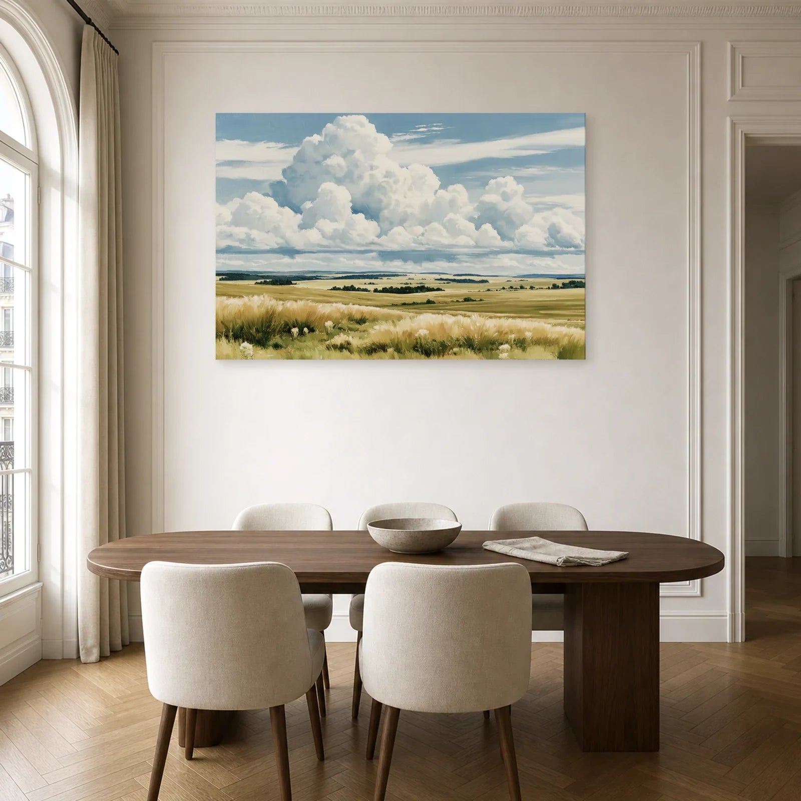 Tableau Nature Campagne Lumineuse - Grand Ciel dans une cuisine - Art Virtuoso