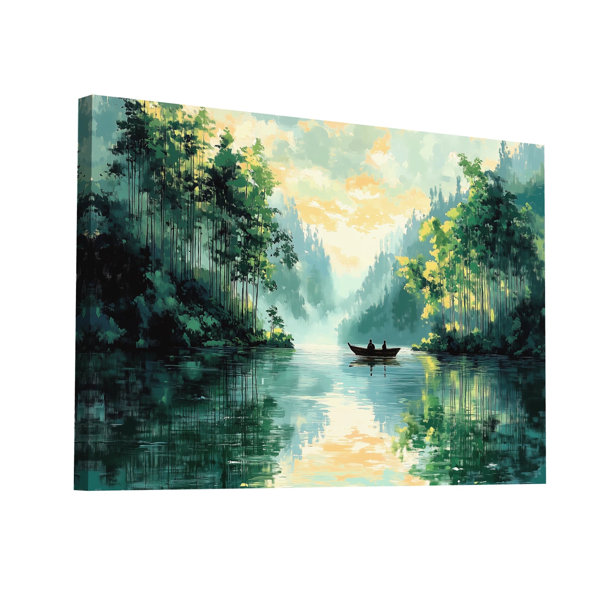 Product Hero 3D WebP Tableau Nature Cours d Eau - Balade en Barque - Art Virtuoso