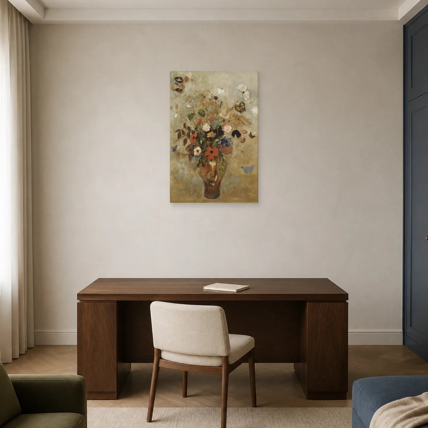 Tableau Nature morte aux fleurs – Odilon Redon dans un bureau - Art Virtuoso