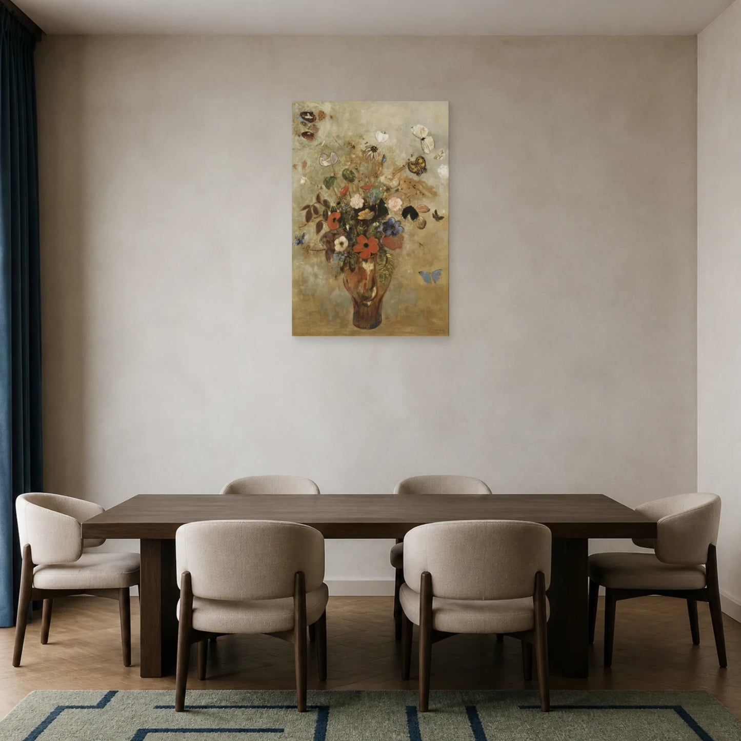 Tableau Nature morte aux fleurs – Odilon Redon dans une salle à manger - Art Virtuoso