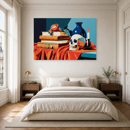 Tableau Nature Morte Baroque Vanitas Livres Anciens dans une chambre - Art Virtuoso