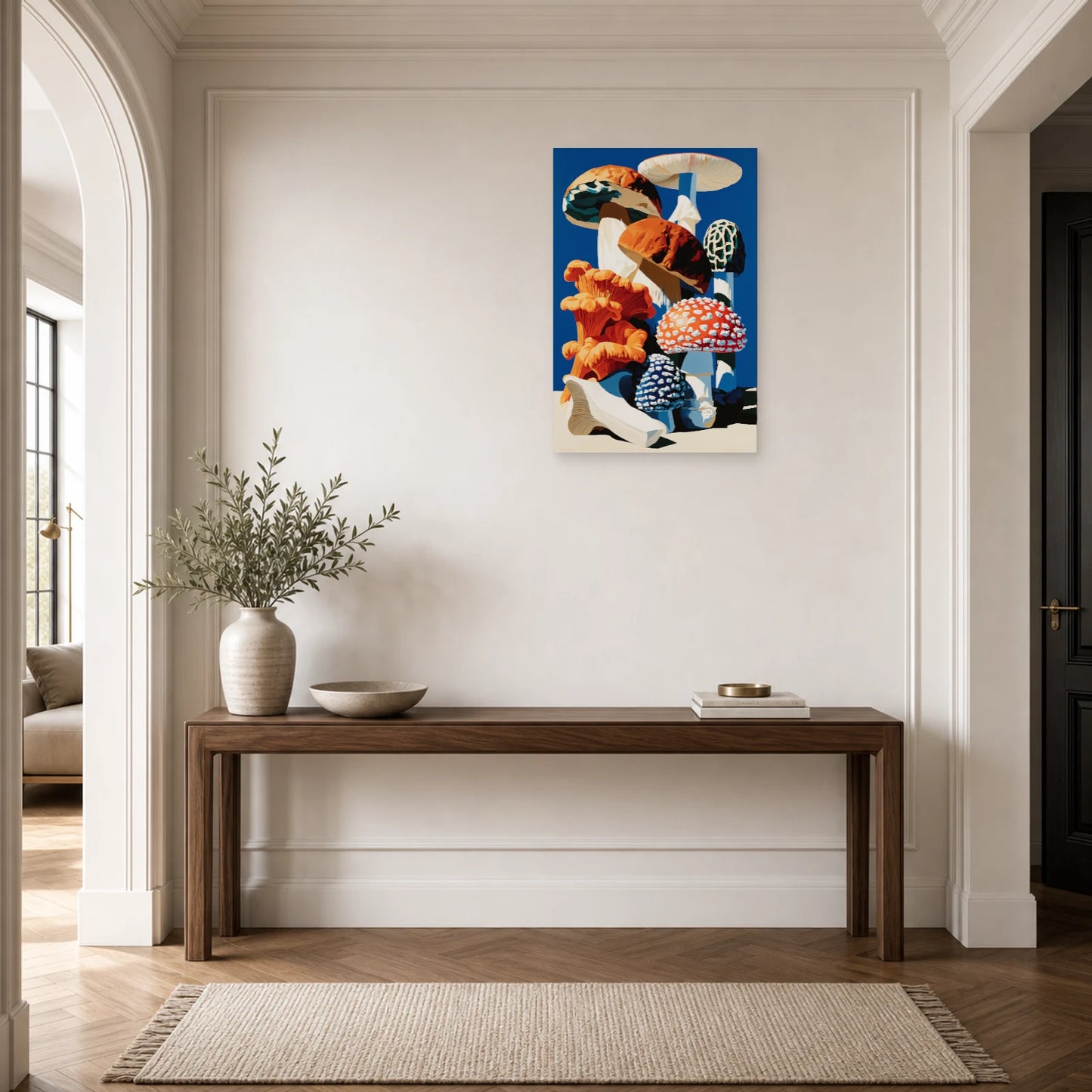 Tableau Nature Morte Botanique Champignons Planche dans une entree ou un couloir - Art Virtuoso