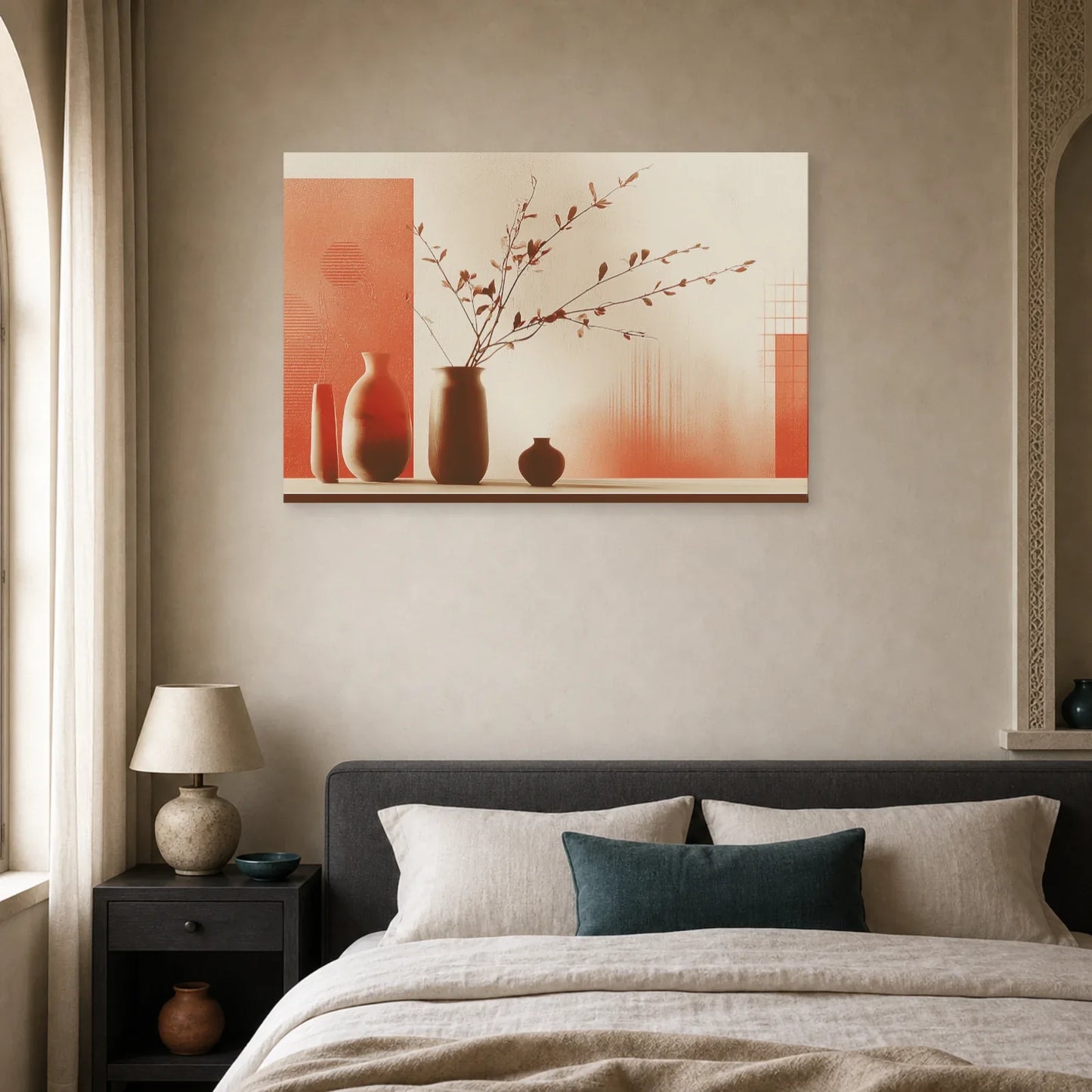 Tableau Nature Morte Branches Terracotta dans une chambre - Art Virtuoso
