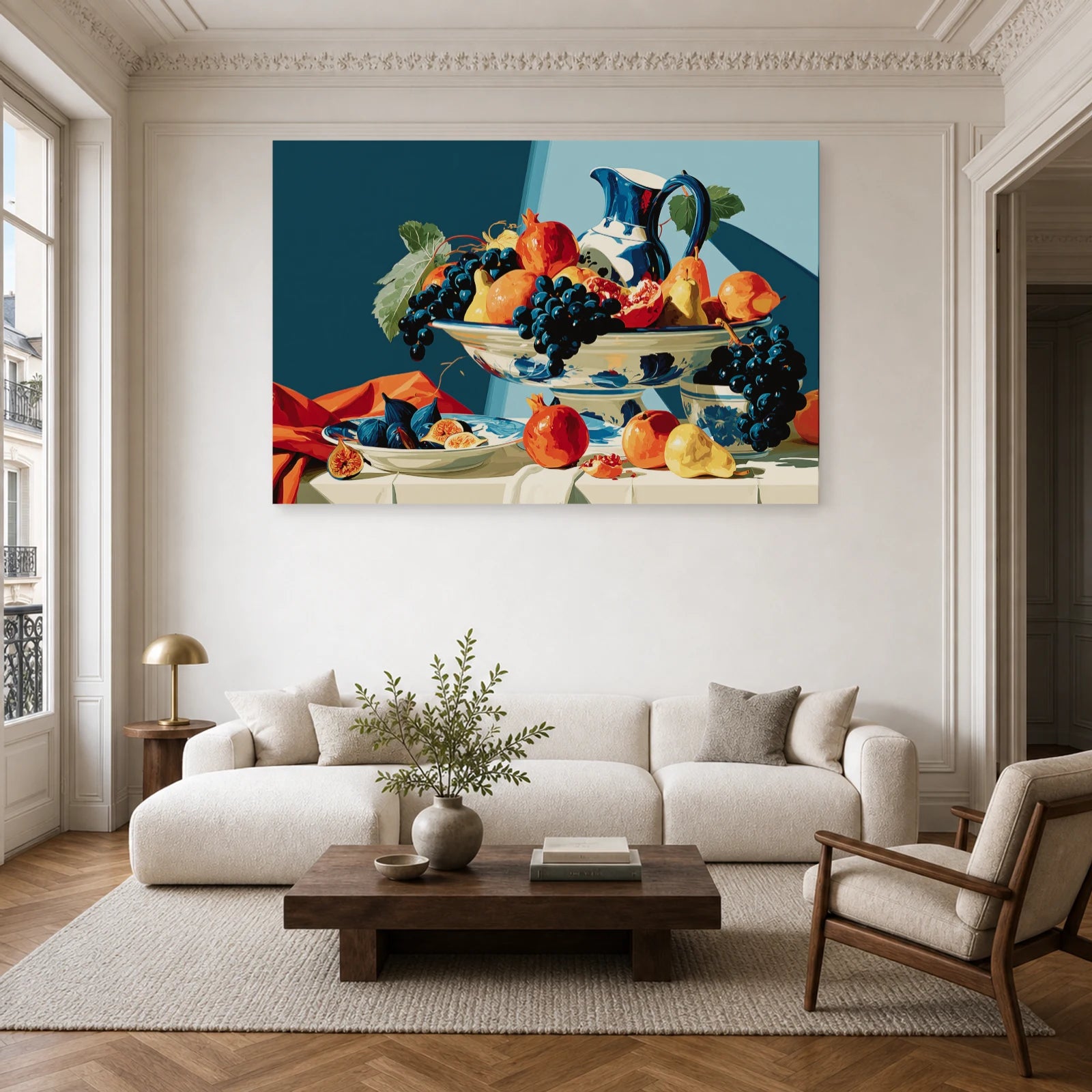 Tableau Nature Morte Caravage Clair Obscur Fruits dans un salon - Art Virtuoso