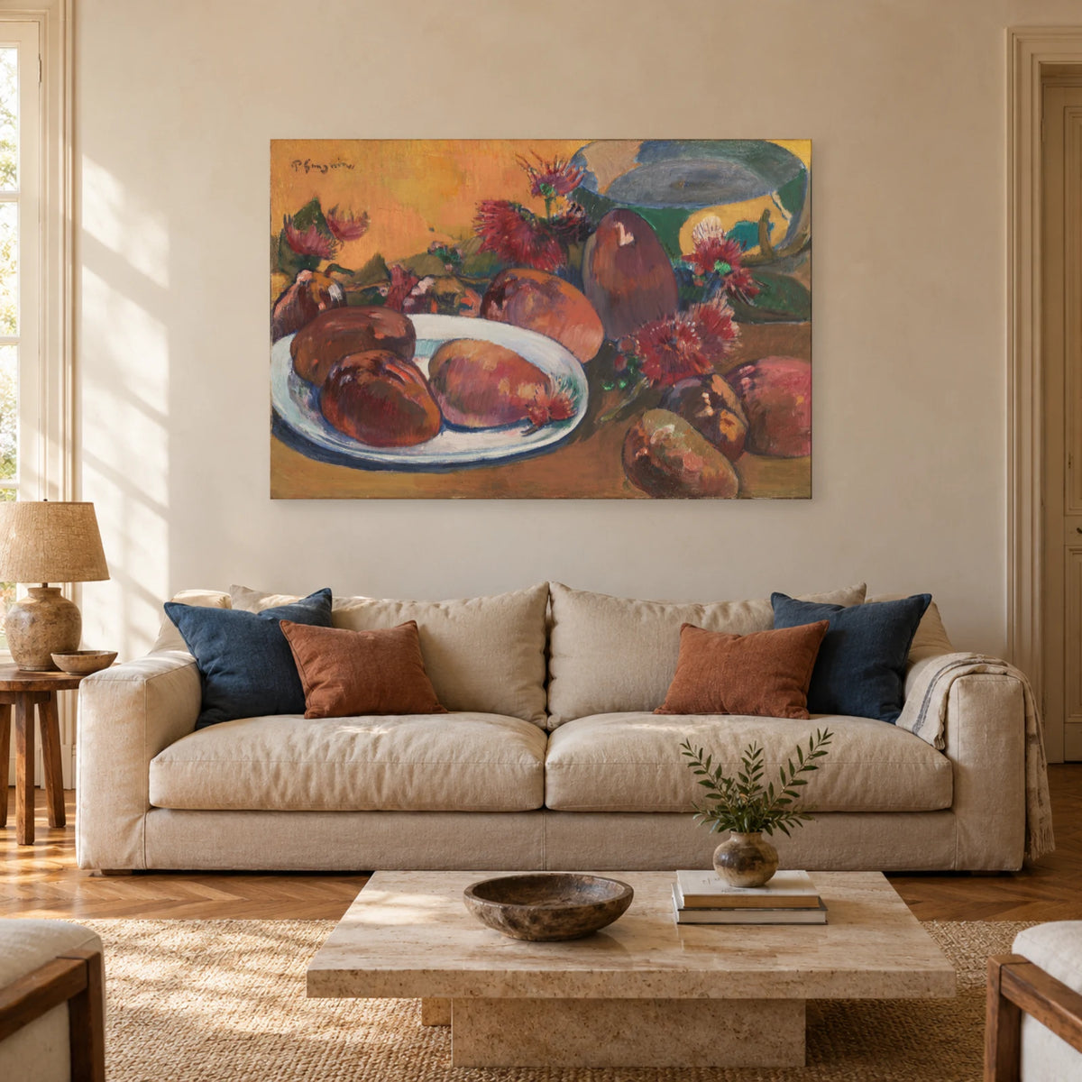 Tableau Nature morte aux mangues de Paul Gauguin dans un salon - Art Virtuoso